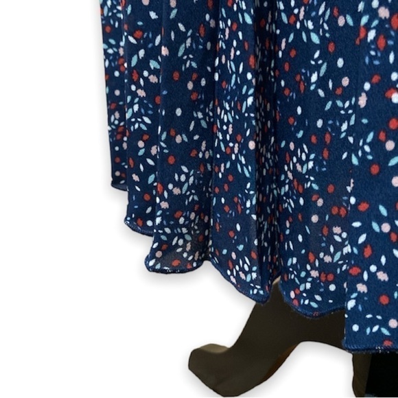 NWT Max Studio Midi Pleated Skirt Floral Print Navy Elastic Waist Women’s Size L - Picture 5 of 9